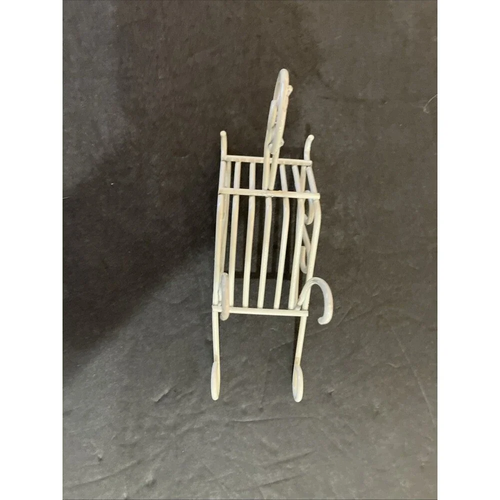Dollhouse Miniature White Wire Garden Decor Wheelbarrow